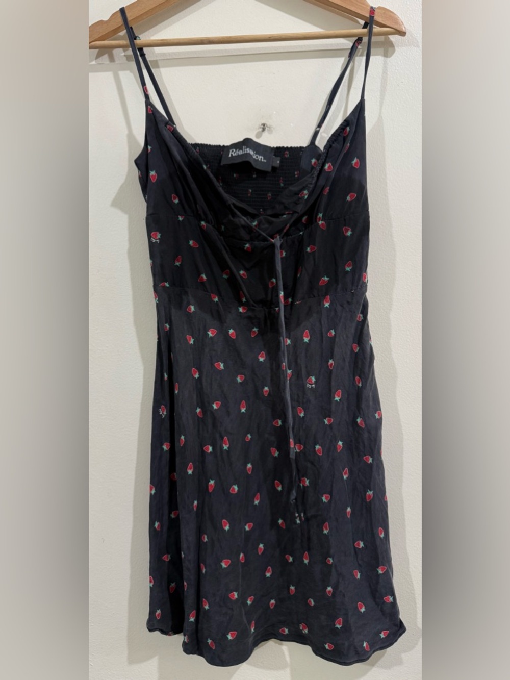Realisation  Black Mini Dress with Pink Floral Print